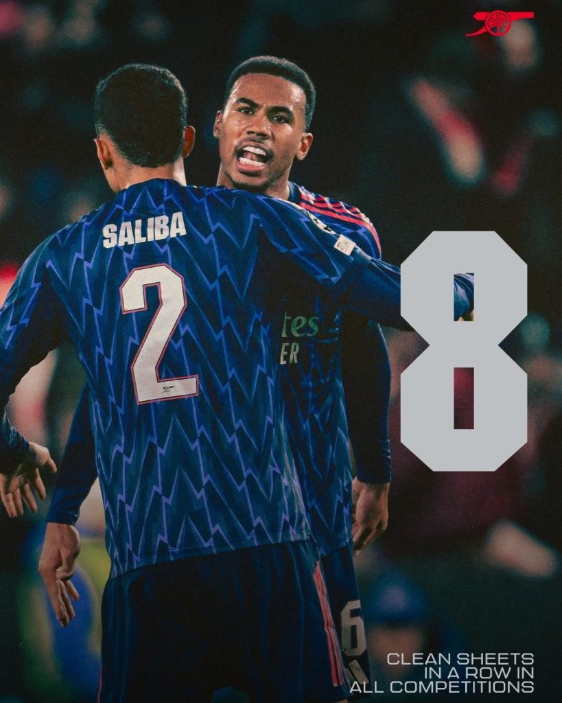 Arsenal đang có 8 trận giữ sạch lưới liên tiếp trên mọi đấu trường